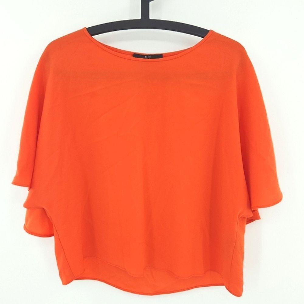 Tibi Flowy Oversized Blouse Top Womens Size XS Orange Layered Airy Ethereal Boho